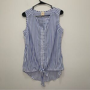 NWOT Faded Glory Striped Tie Front Tank Top Size Small